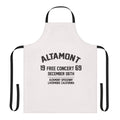 Retro 1960s music festival-inspired apron featuring rock musicians, guitars, and hippie style