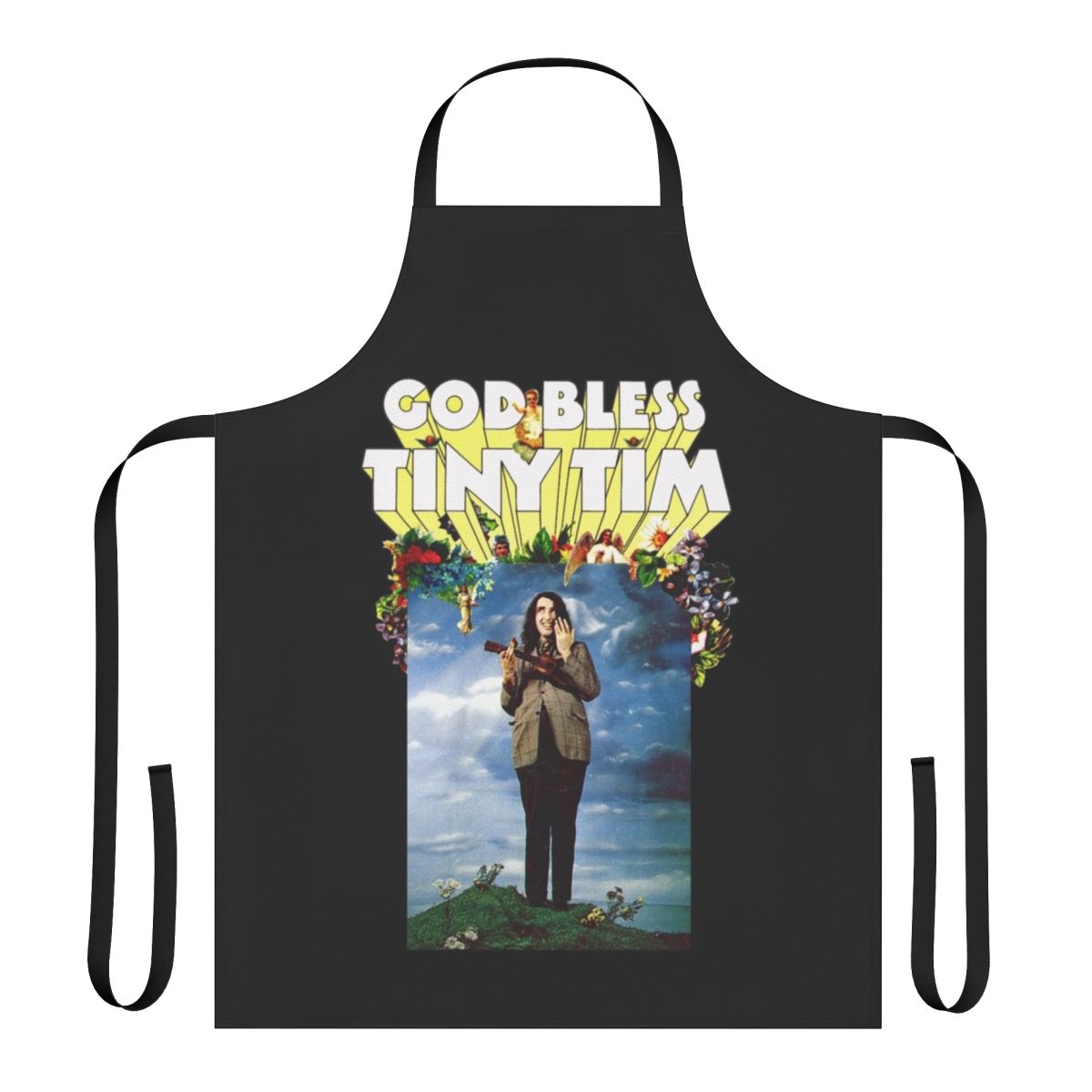 Vintage-style apron featuring the iconic musician Tiny Tim