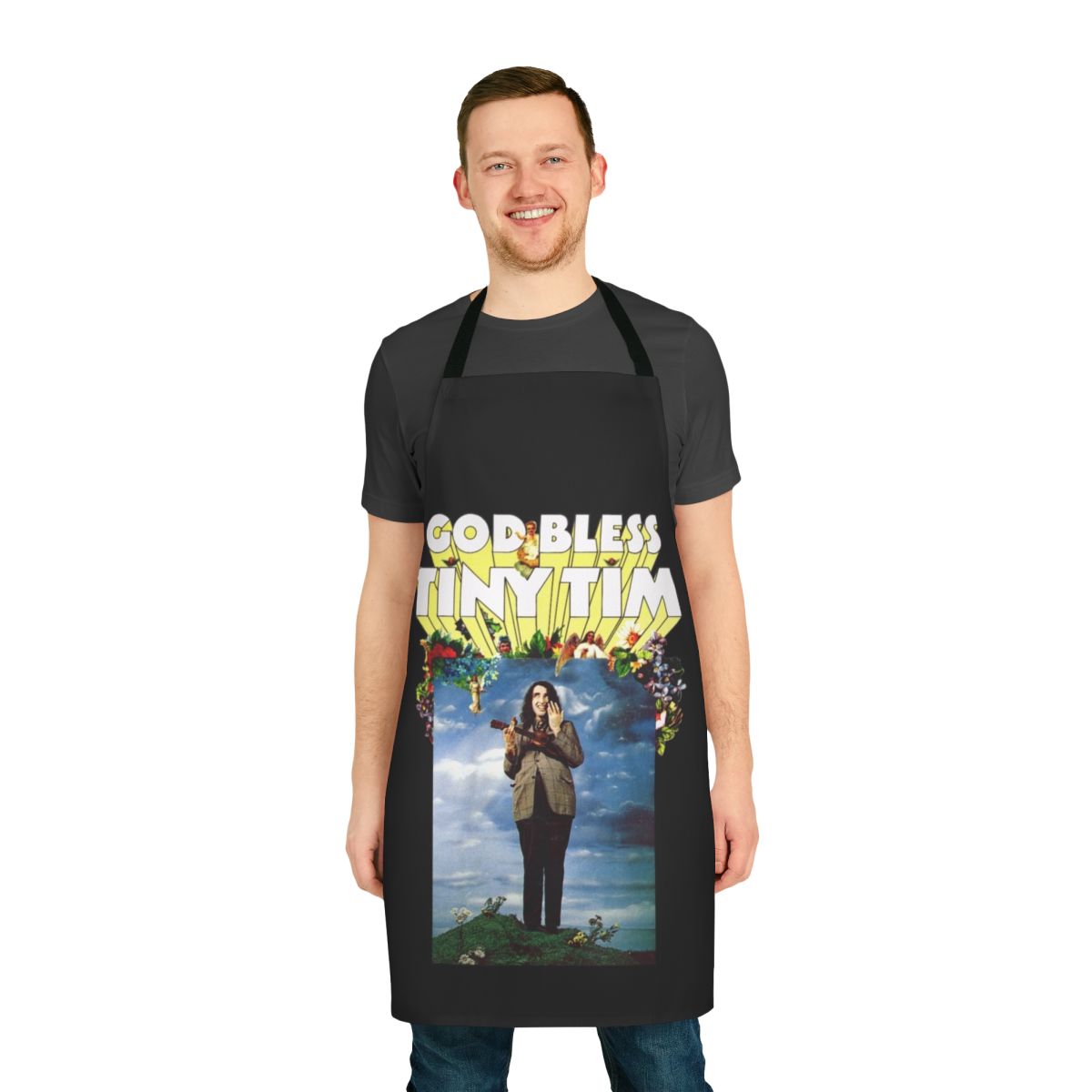 Vintage-style apron featuring the iconic musician Tiny Tim