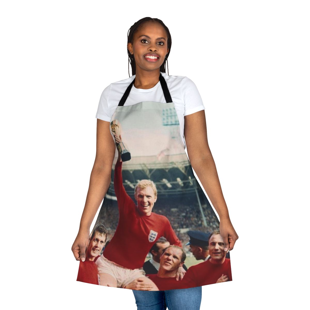 Retro 1966 World Cup themed apron with iconic football design