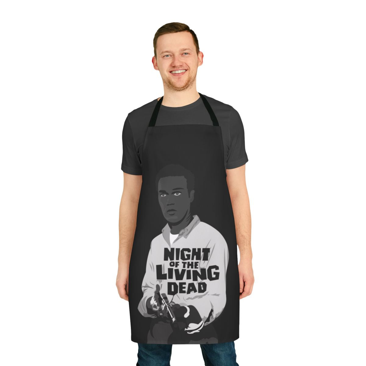 Retro inspired apron featuring the iconic Night of the Living Dead movie poster design