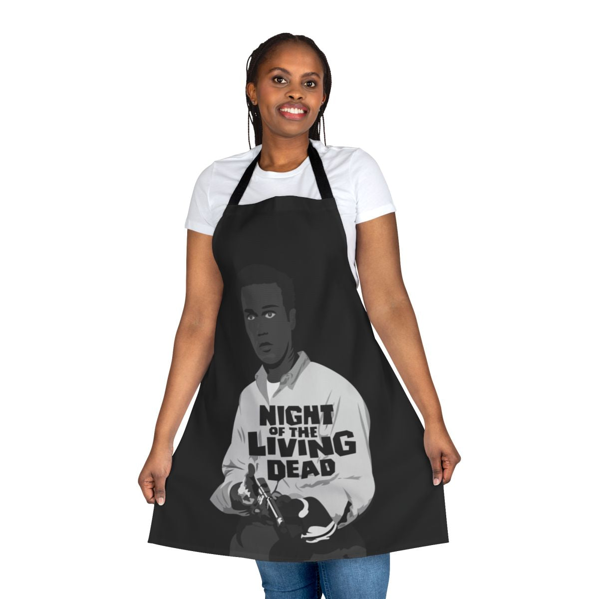 Retro inspired apron featuring the iconic Night of the Living Dead movie poster design