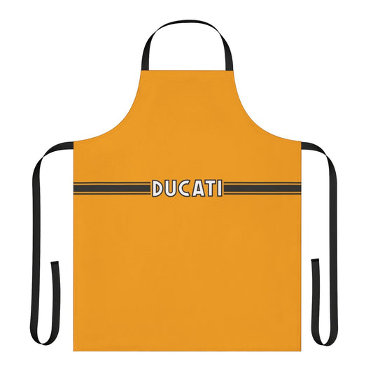 Retro 1970s Ducati-inspired graphic apron