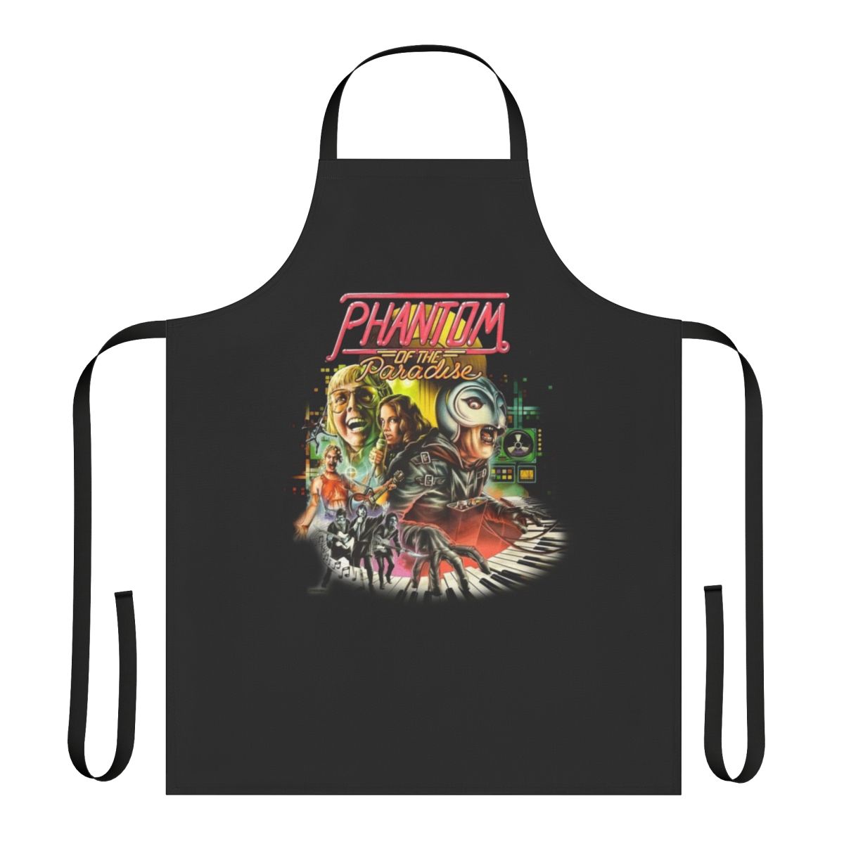 "Phantom of the Paradise inspired apron featuring the iconic movie logo and style"