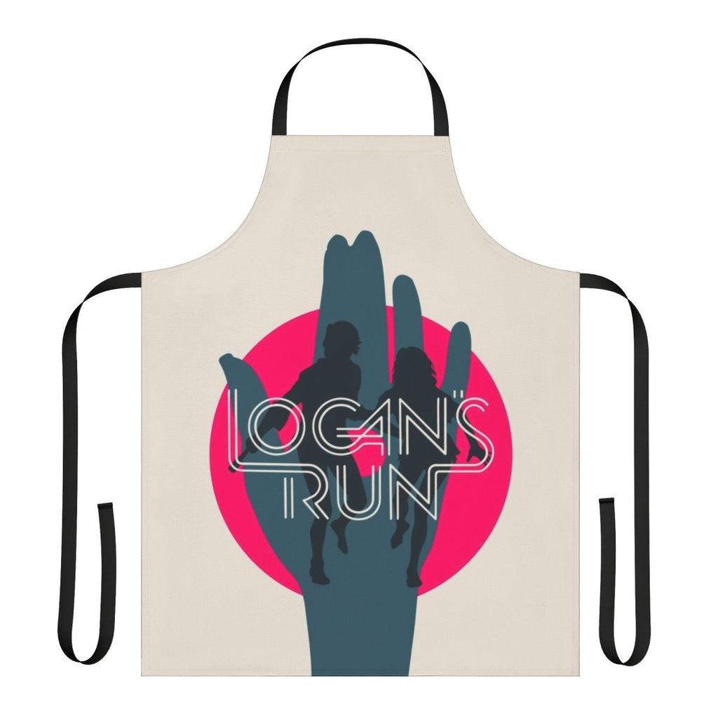 Retro 1970s science fiction movie-inspired apron with minimal pop art design