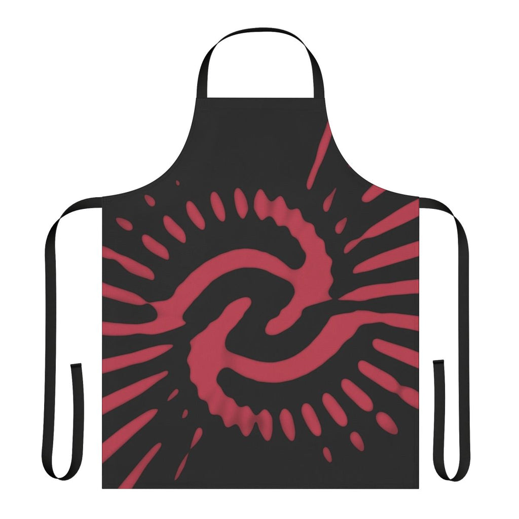 Retro 1970s time vortex inspired apron with a vibrant pink pattern