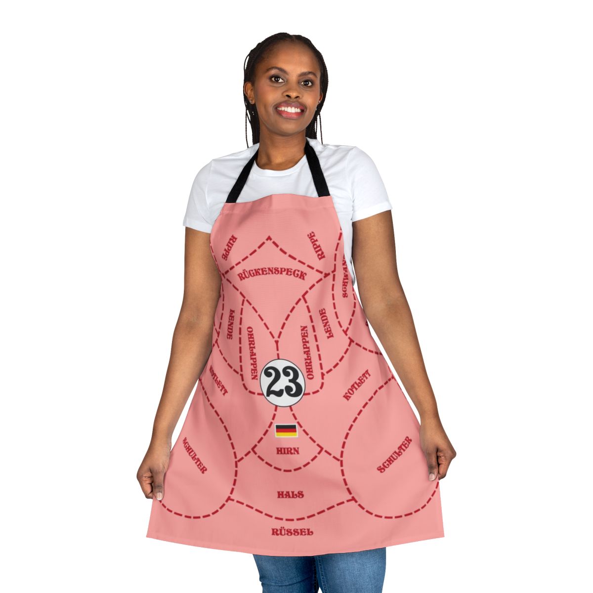 Porsche 917 inspired racing apron featuring a vintage pink racing livery design