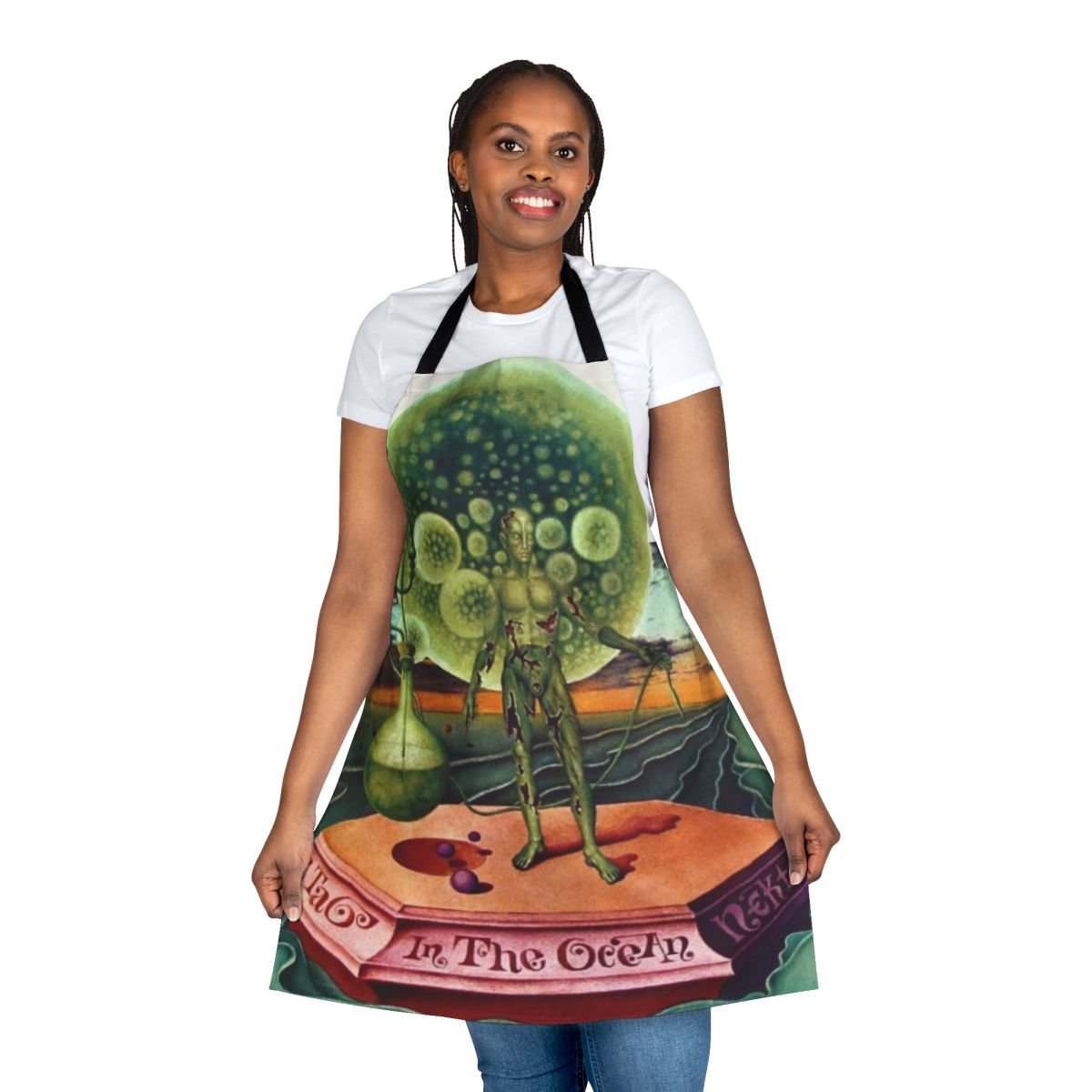 Retro-style apron featuring the album cover art of Nektar's 1972 progressive rock album "A Tab in the Ocean"