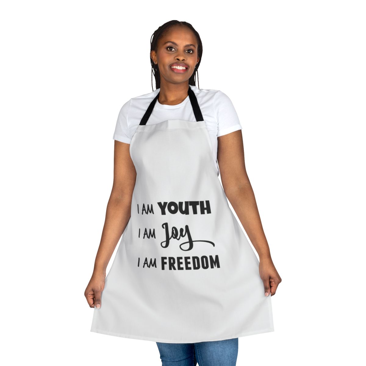 Vintage 1980s-style Pan Am-inspired apron with retro logo and colors