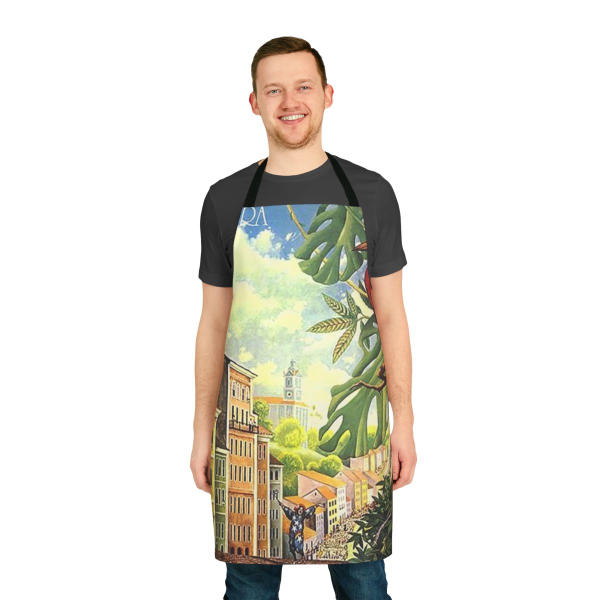 Retro 1980s album cover inspired apron featuring the Spyro Gyra "Carnaval" album artwork