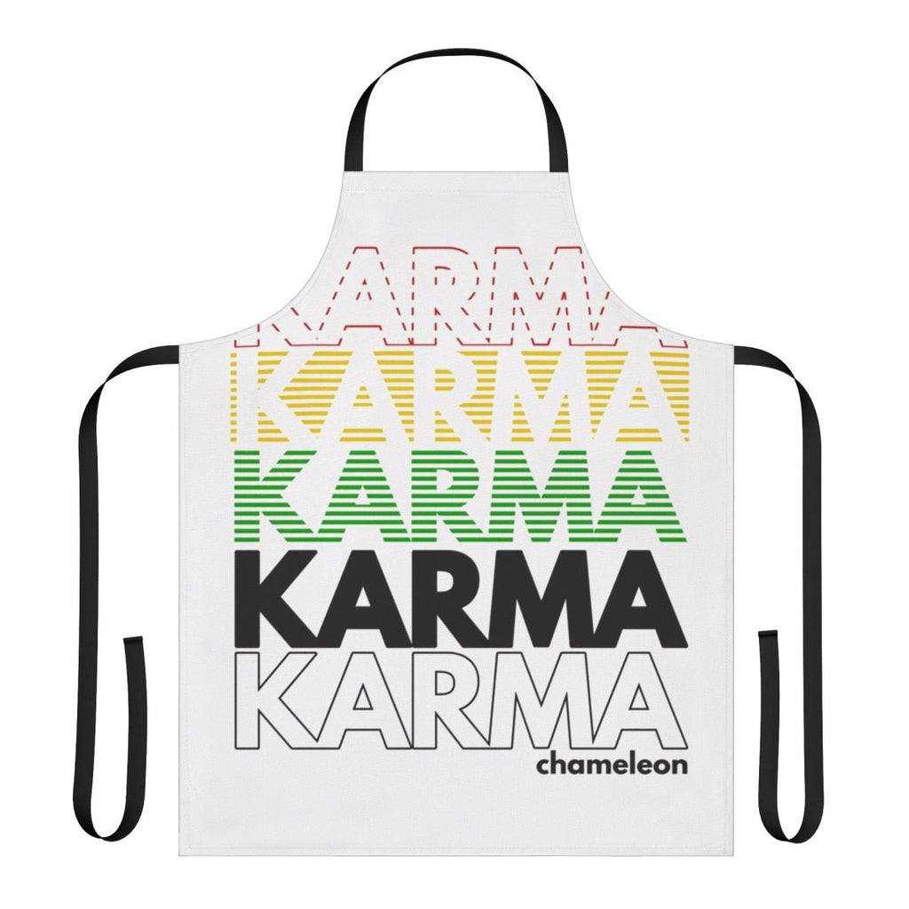 Colorful 1980s retro apron with karma chameleon style design