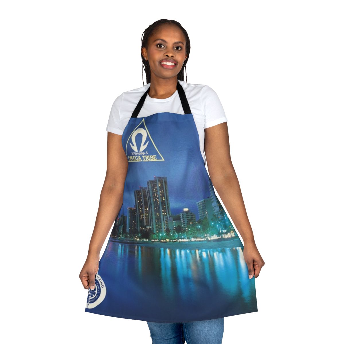 Retro 1980s Japanese synthpop-inspired apron design