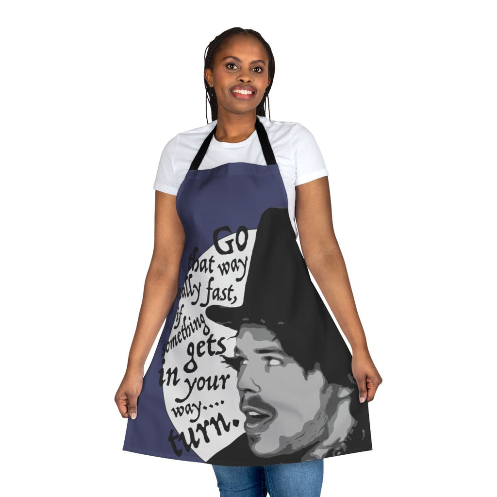 Cooking apron with 1980s movie quotes and characters
