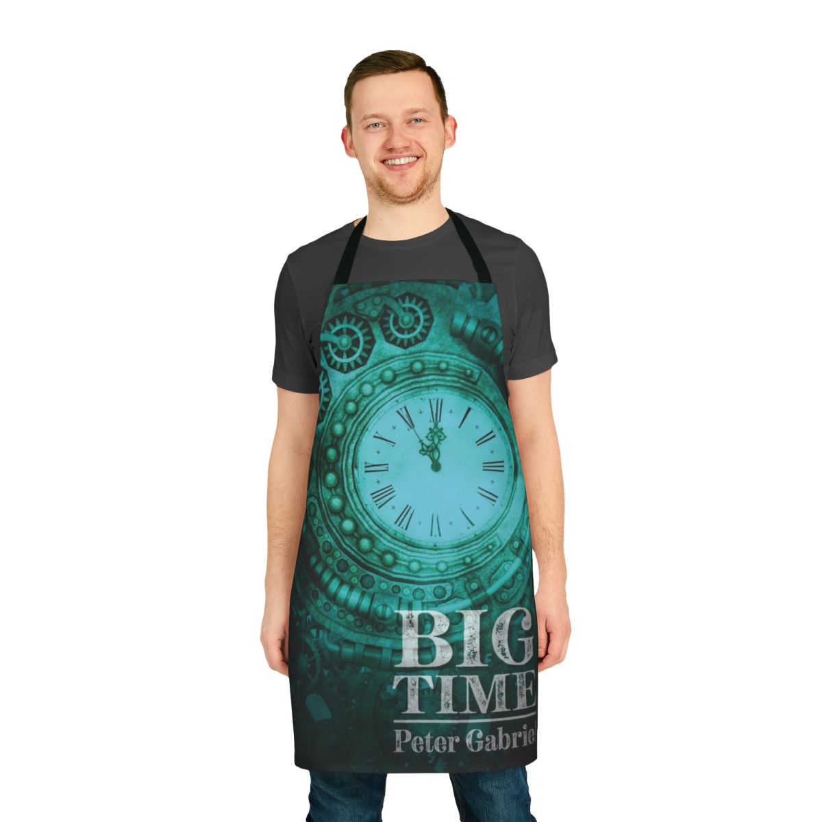 Retro 1980s music-themed kitchen apron