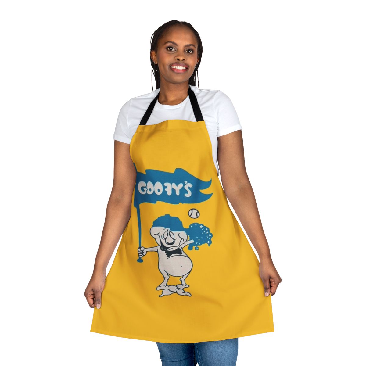 Retro 1980s punk rock inspired apron featuring Minneapolis hardcore music scene imagery