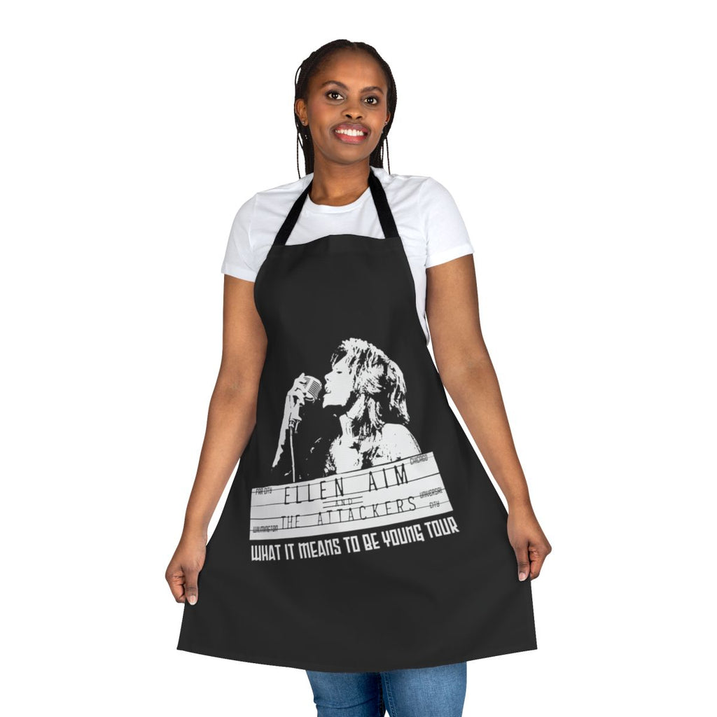 Retro 1980s 'Streets of Fire' inspired apron with Ellen Aim and the Attackers graphic