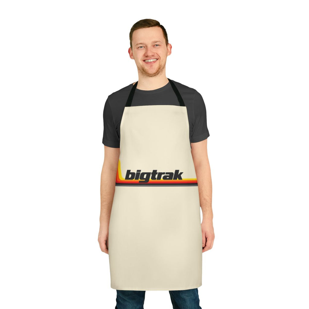 Stylized bibtrac toy apron from the 1980s, featuring the iconic retro design