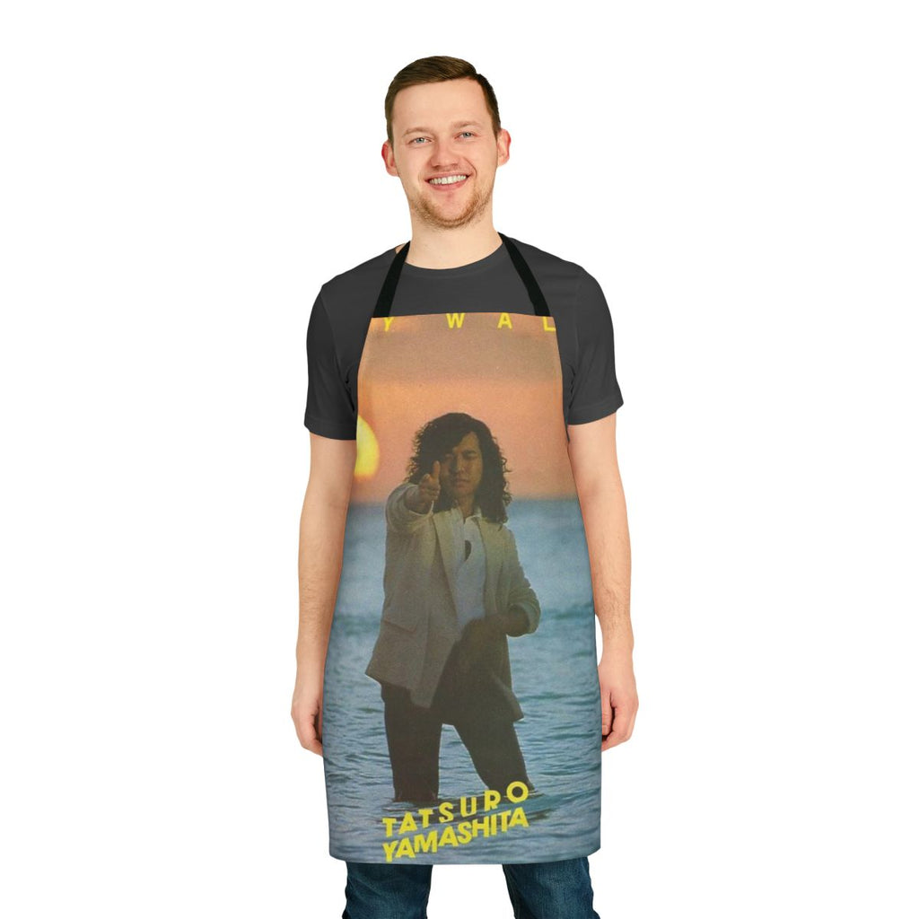 Retro 1980s apron featuring the album cover art of Tatsuro Yamashita's "Ride On Time"