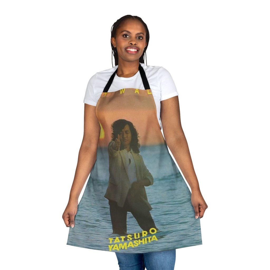 Retro 1980s apron featuring the album cover art of Tatsuro Yamashita's "Ride On Time"