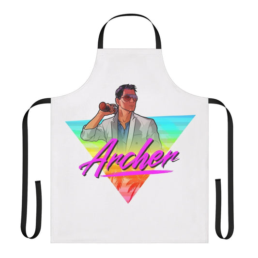 Retro 1980s triangle design apron inspired by the TV show Archer
