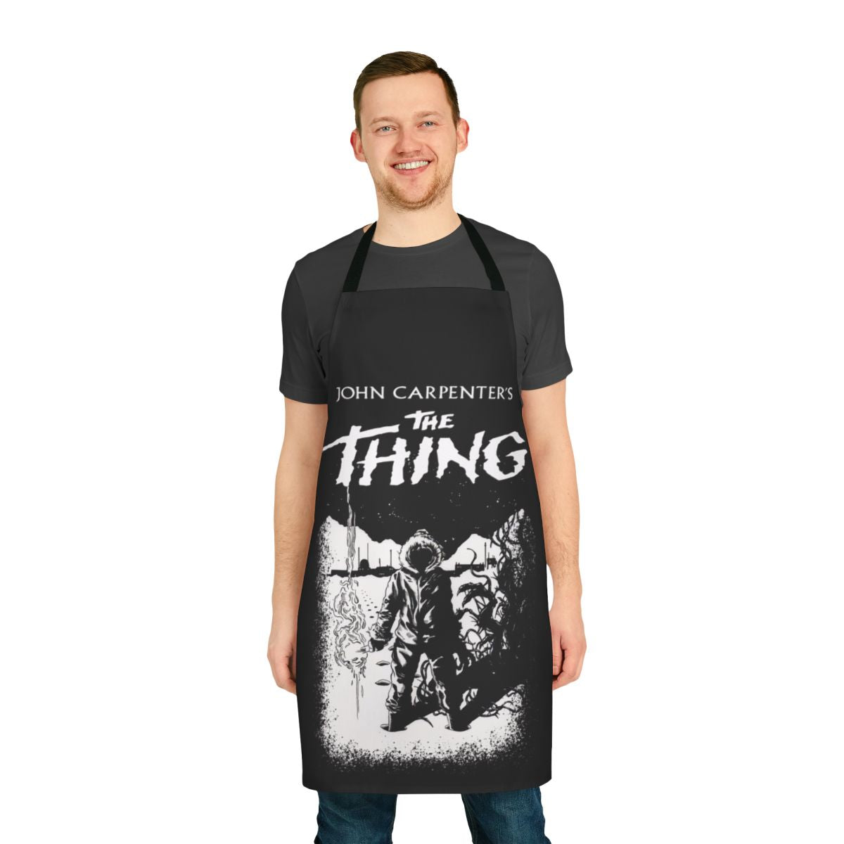 Apron with a retro design inspired by the 1982 horror movie "The Thing"