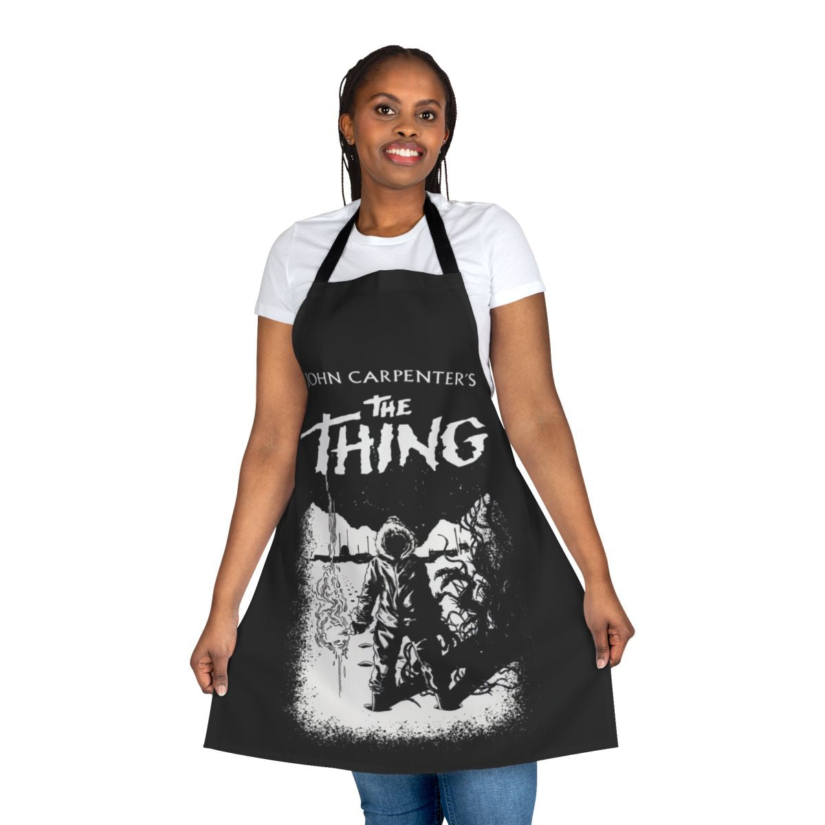 Apron with a retro design inspired by the 1982 horror movie "The Thing"