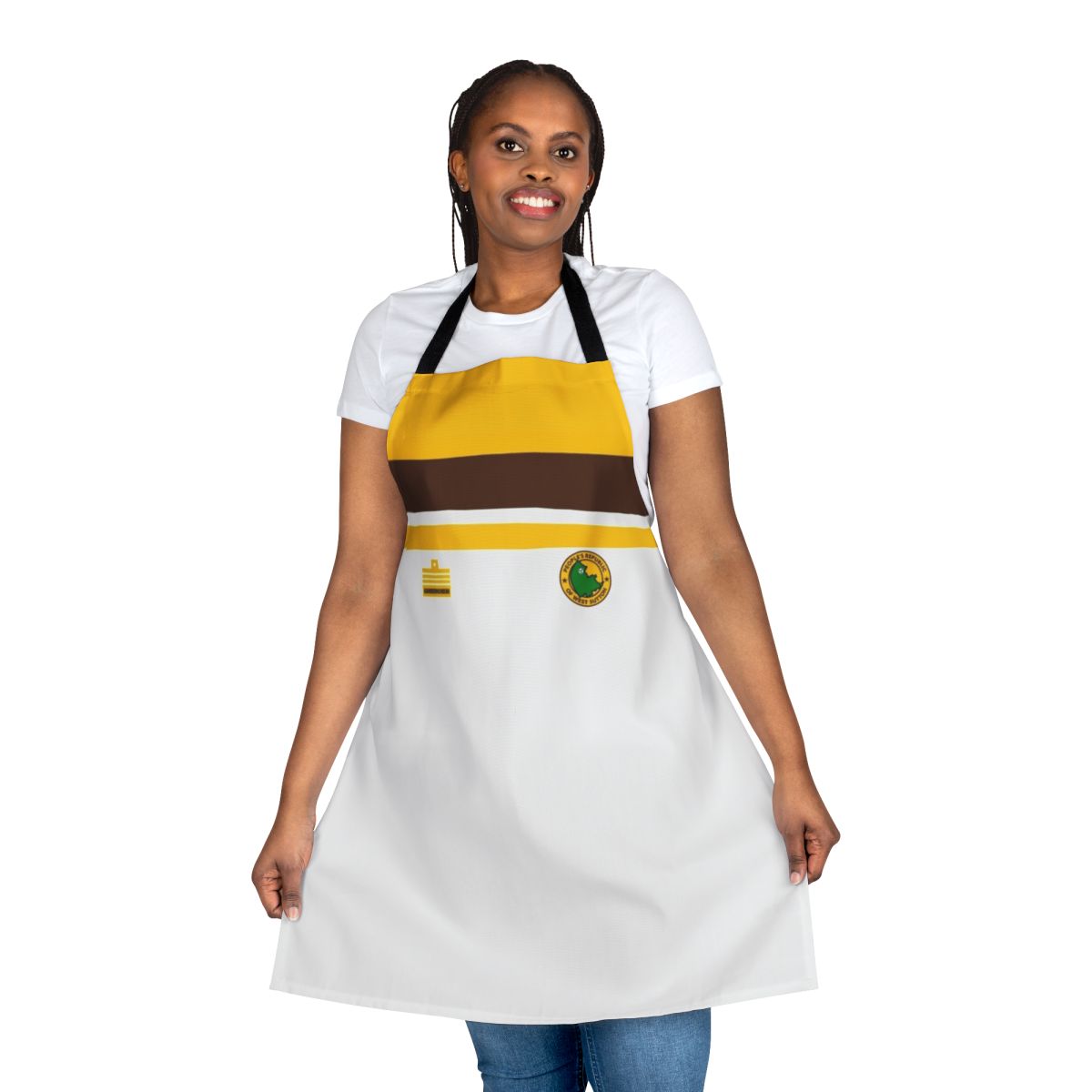 Vintage-style apron featuring the colors and logo of Sutton United Football Club from 1982