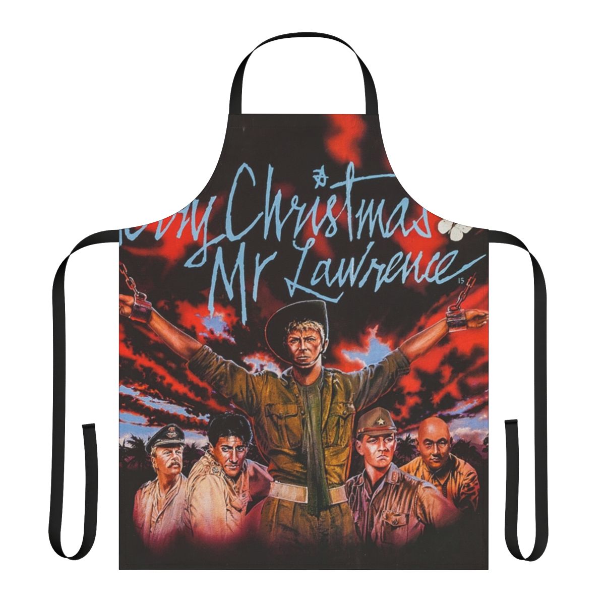 Retro 1983 Japanese war prisoner drama movie-themed apron