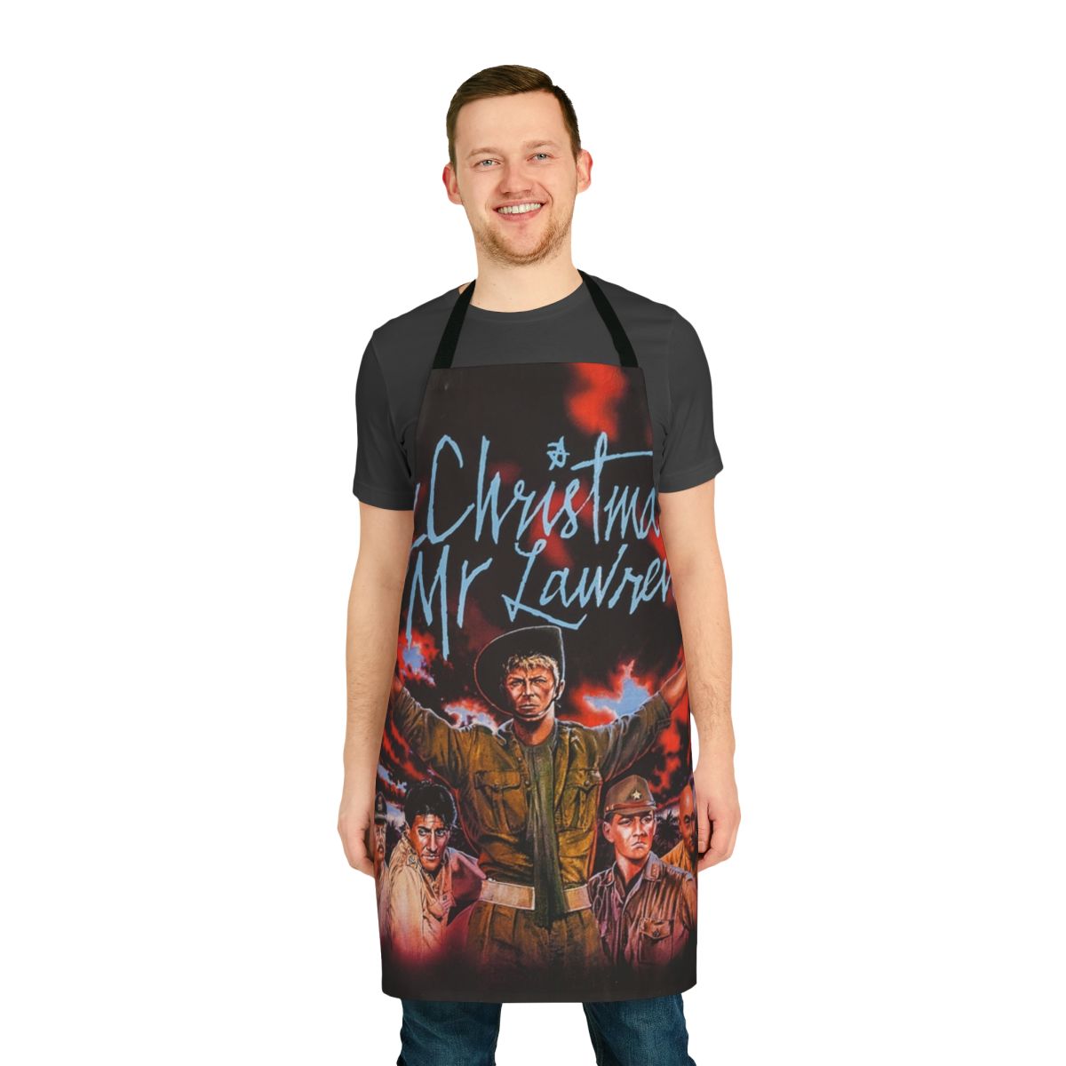 Retro 1983 Japanese war prisoner drama movie-themed apron