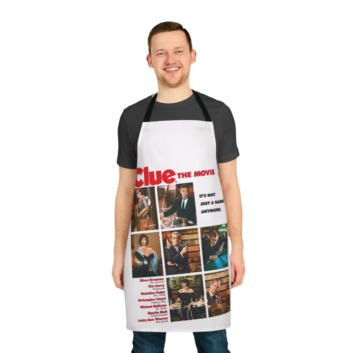Vintage-style apron featuring the movie poster for the 1985 film Clue