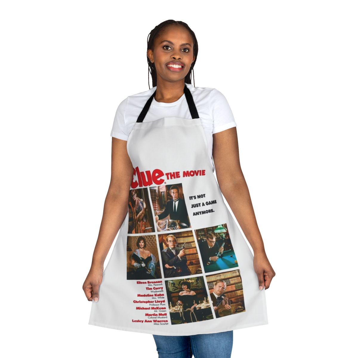 Vintage-style apron featuring the movie poster for the 1985 film Clue
