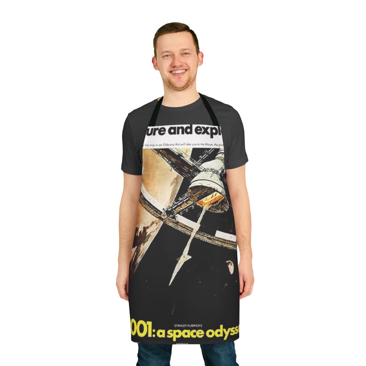 Vintage-inspired apron with 2001: A Space Odyssey movie artwork