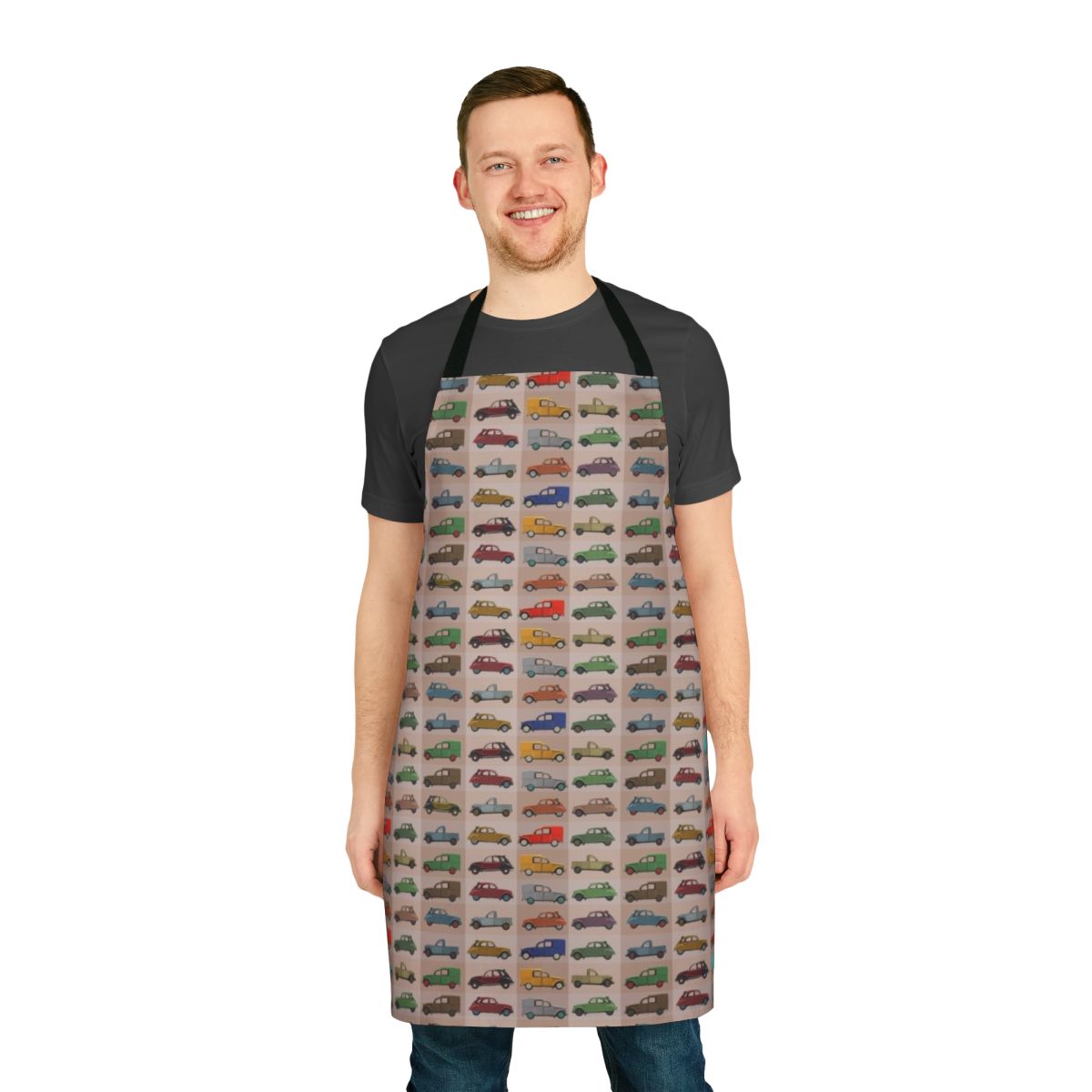 Apron featuring a repeating pattern of the classic Citroën 2CV car