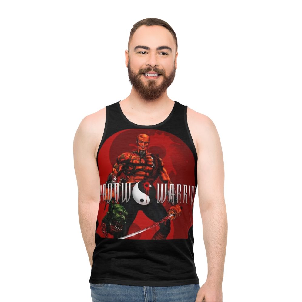 Retro 3D gaming unisex tank top featuring Shadow Warrior