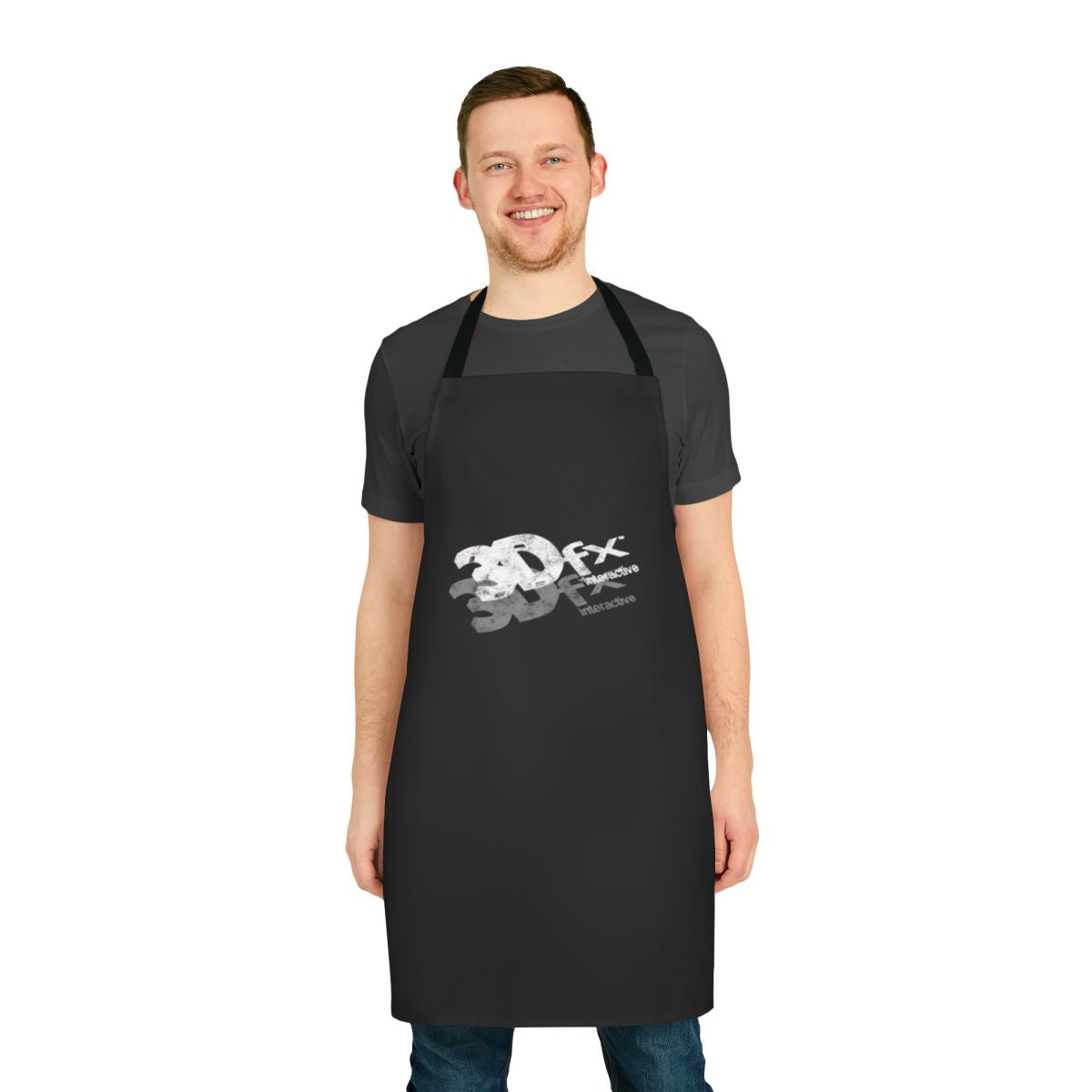 Retro-style apron featuring the iconic 3Dfx Voodoo graphics chip design
