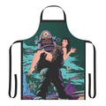 Retro 50s sci-fi inspired apron with Bettie Page and Robby the Robot designs