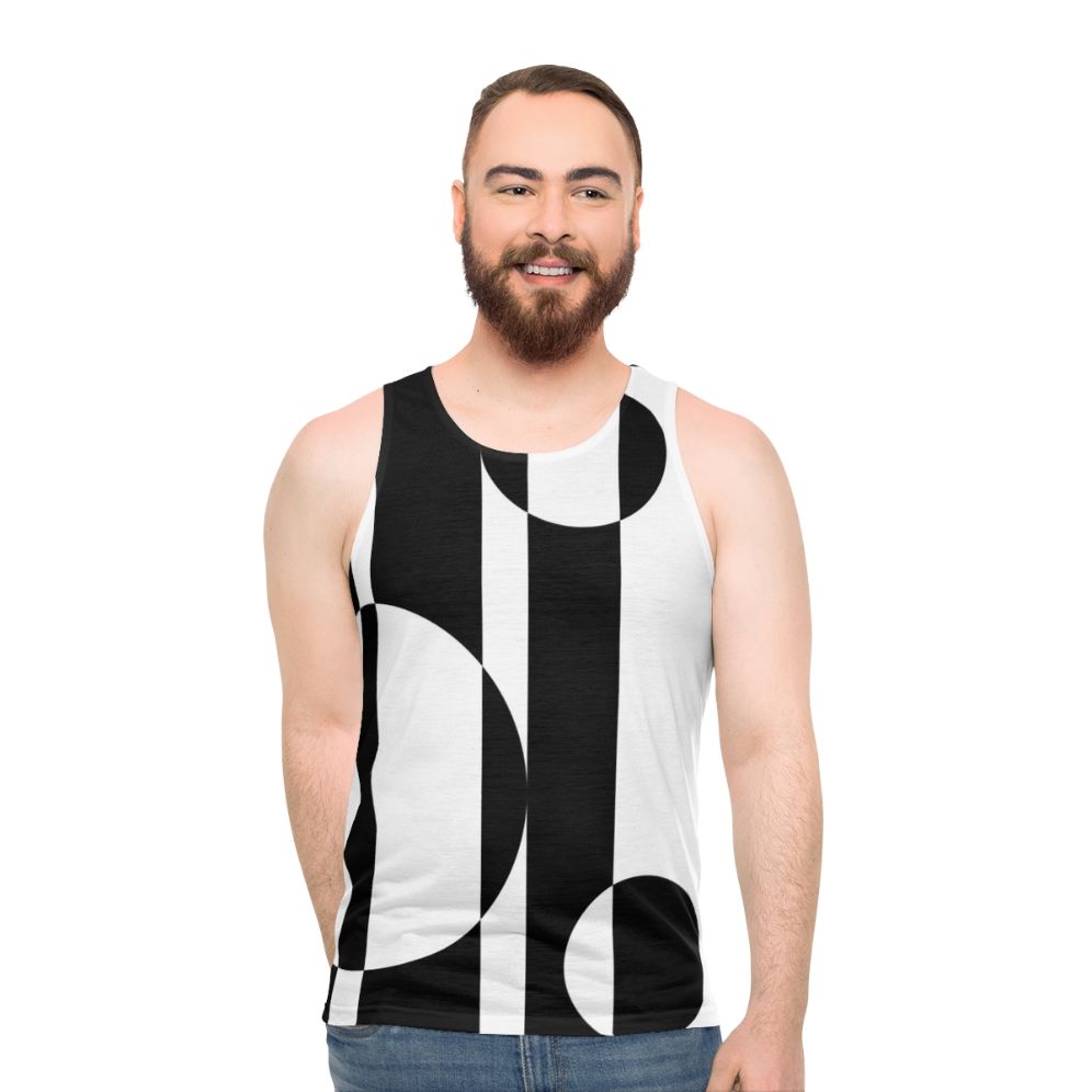 Retro 60s Op Art Black and White Unisex Tank Top