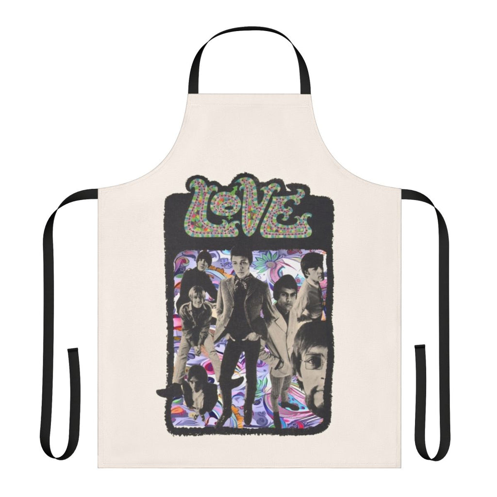 Retro 60s psychedelic-inspired apron with a nod to the band Love and musician Arthur Lee