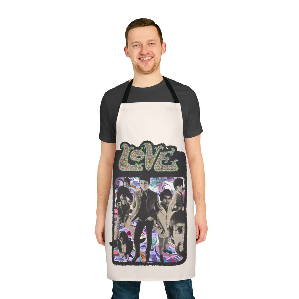 Retro 60s psychedelic-inspired apron with a nod to the band Love and musician Arthur Lee