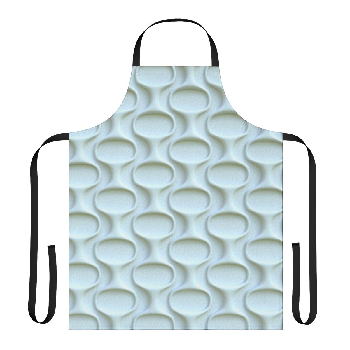 Vintage-inspired white apron with 1960s mod space age pattern