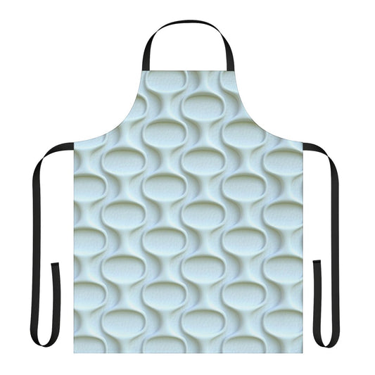 Vintage-inspired white apron with 1960s mod space age pattern