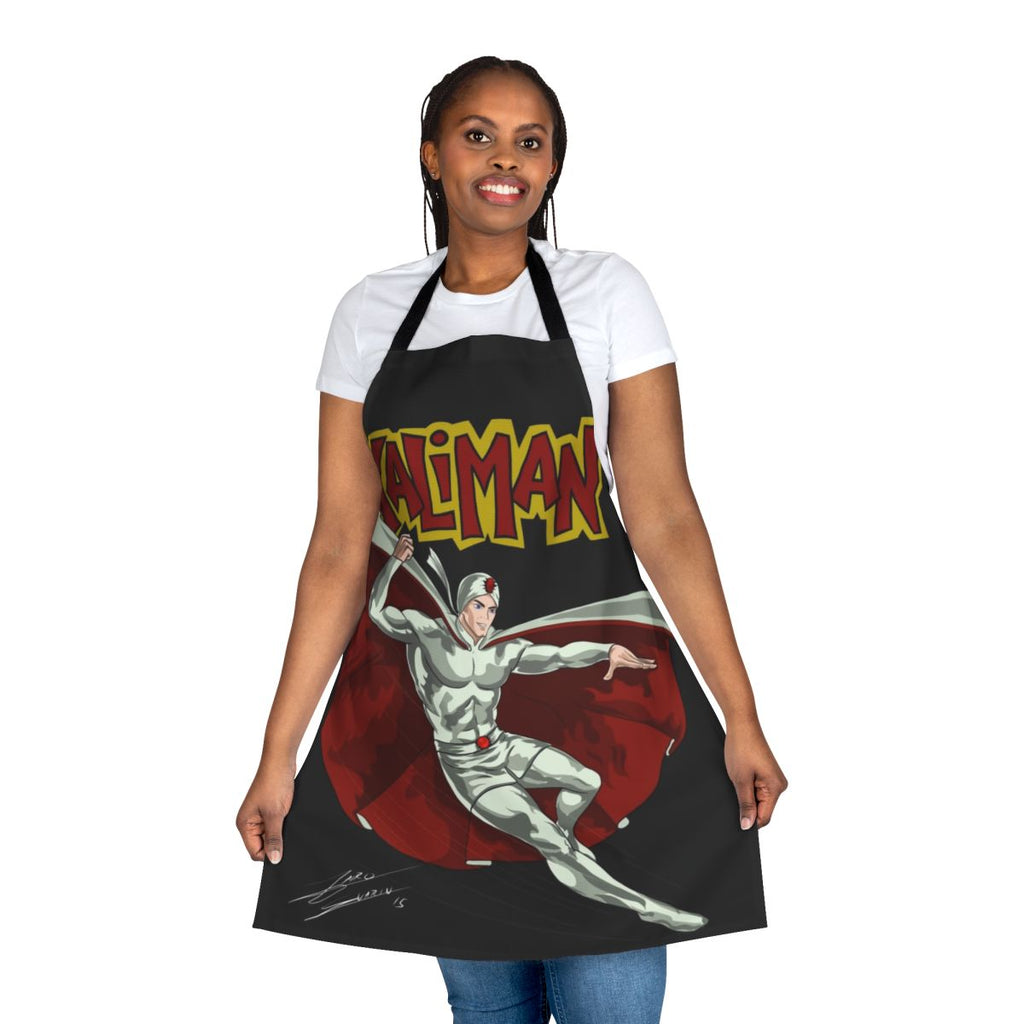 Retro 70s Kaliman superhero comic-style apron