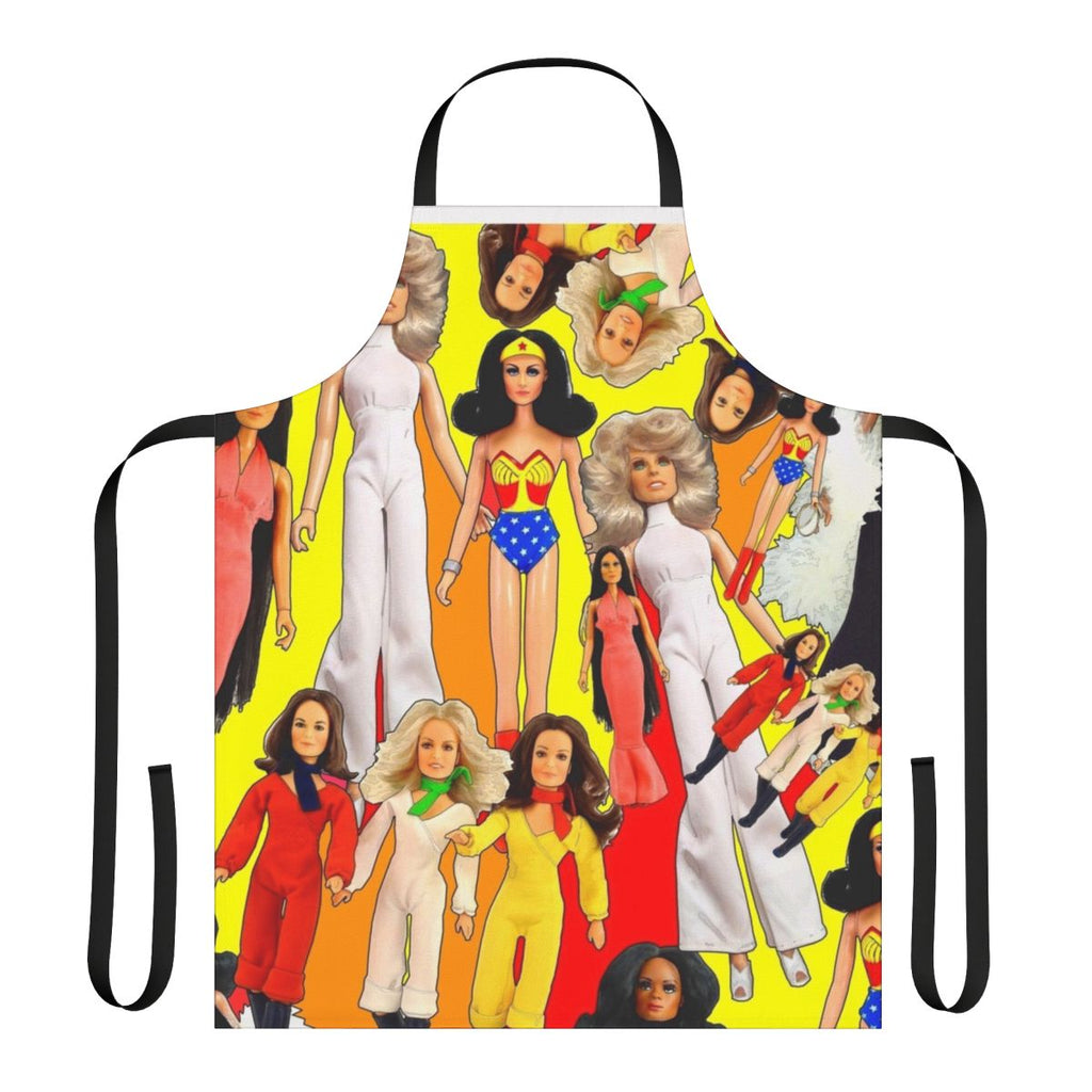 Retro 1970s style plastic glamour apron for doll collectors and fans of iconic television series