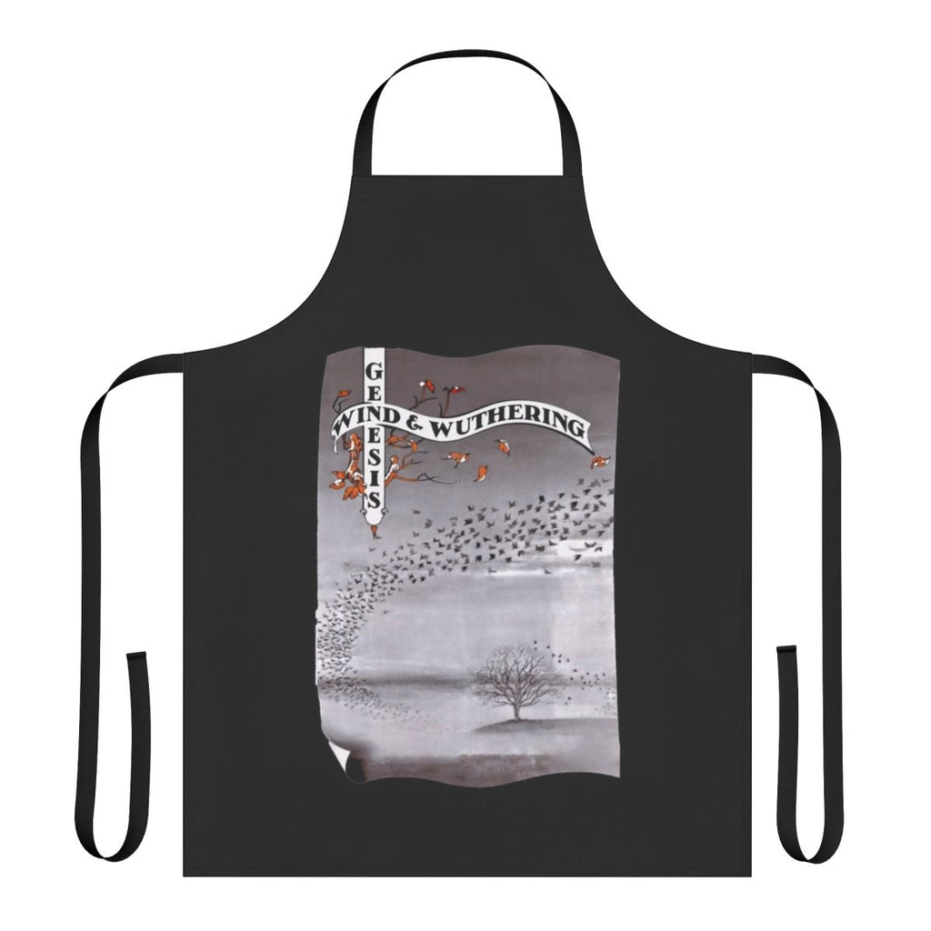 Retro 70s progressive rock fans apron featuring Wind and Wuthering album art
