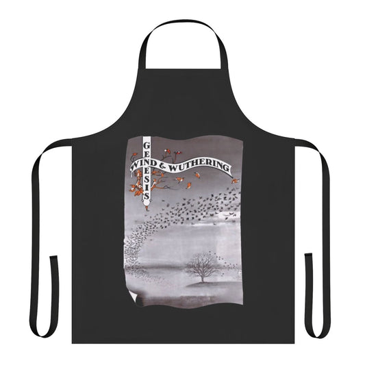 Retro 70s progressive rock fans apron featuring Wind and Wuthering album art