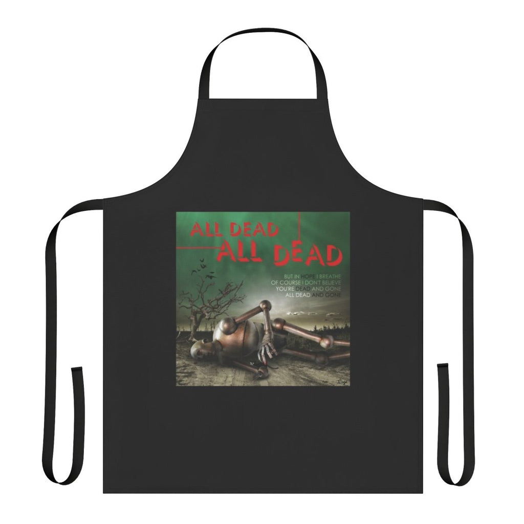 Retro 70s rock band themed apron with music lyrics