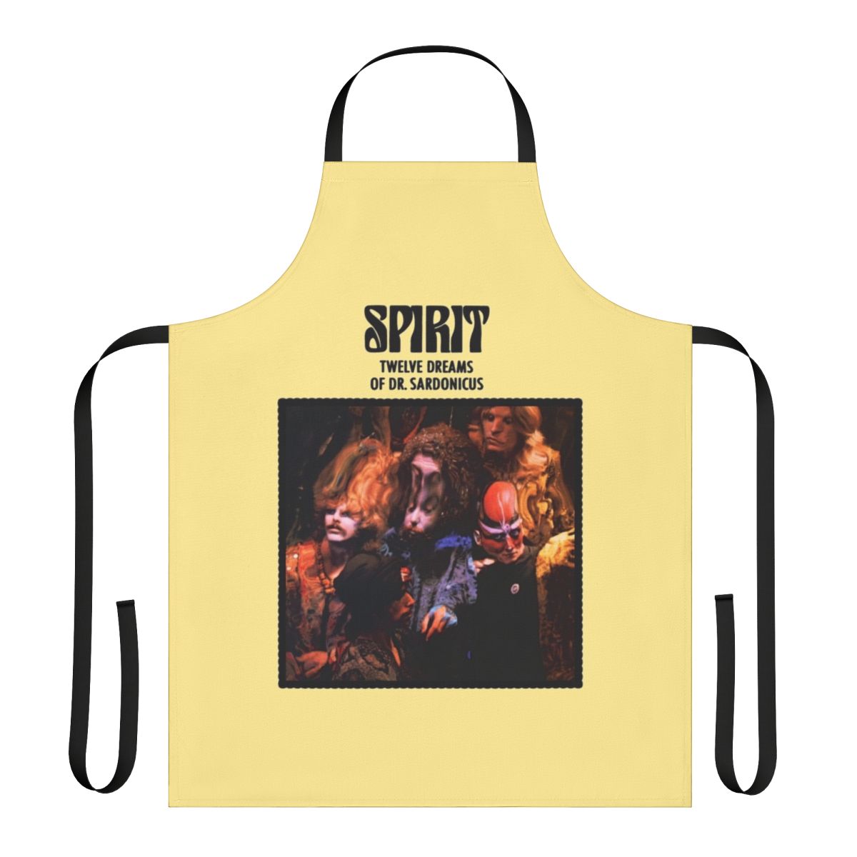 Retro 1970s inspired apron with a vintage "Spirit - Twelve Dreams of Dr. Sardonicus" design