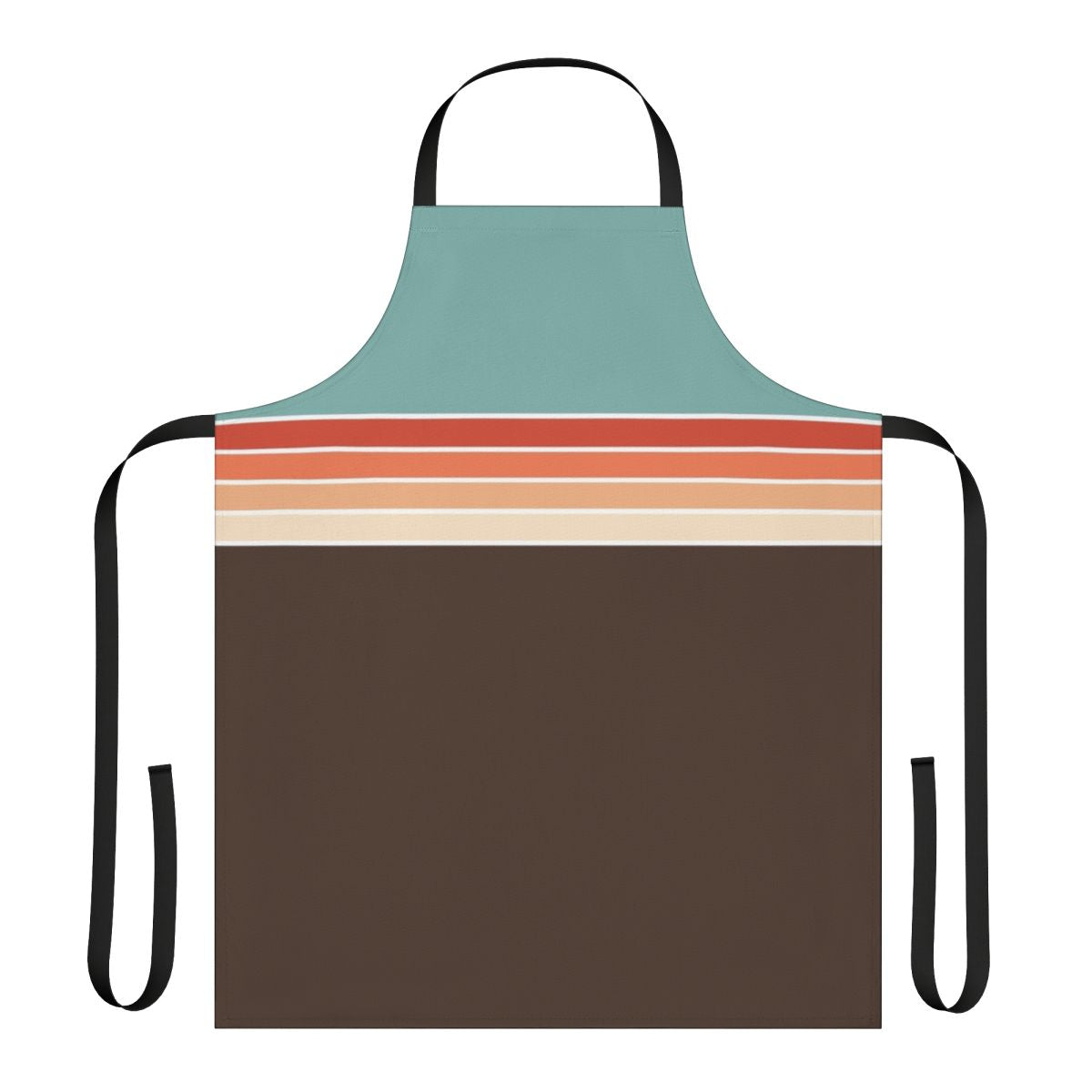 A 1970s-style striped apron with a minimalist, abstract pattern