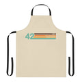 Retro 70s style apron with "The Meaning of Life" design, inspired by the Hitchhiker's Guide to the Galaxy