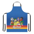 8-bit pixel art design of Epcot Center on a durable cooking apron